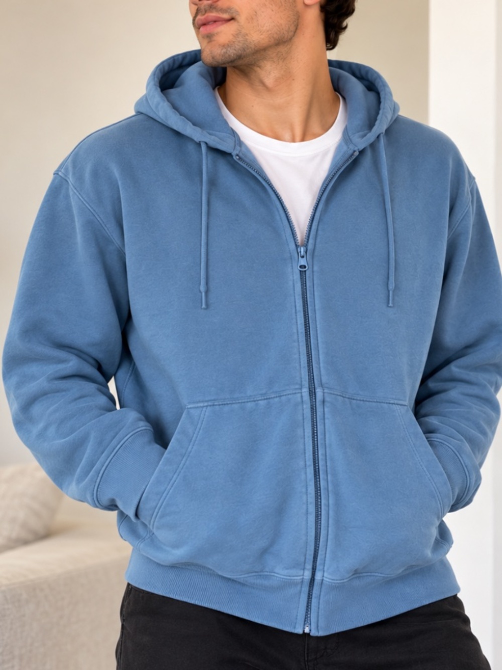 Adidas Y-3 Yohji Yamamoto Classic Full-Zip Hoodie Blue Steel Grey Size XxL